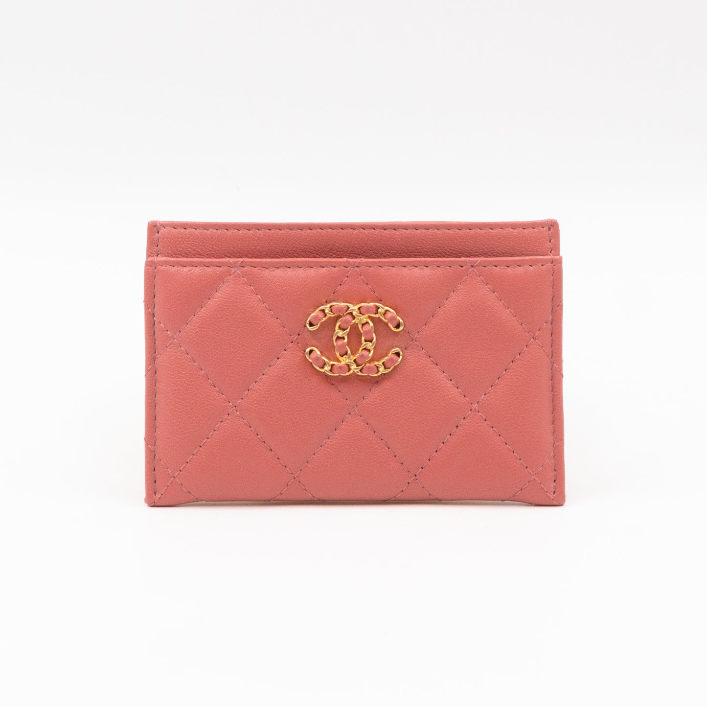 Chanel 19 Card Holder Pink Leather