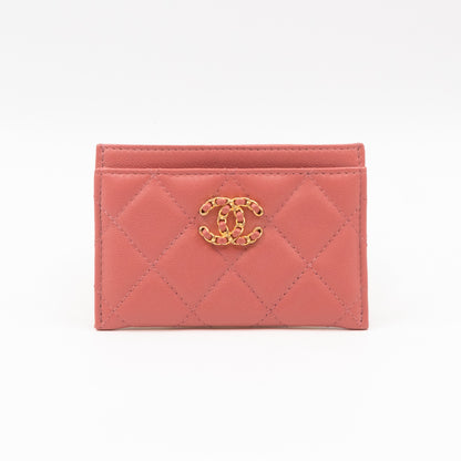 Chanel 19 Card Holder Pink Leather