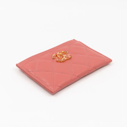 Chanel 19 Card Holder Pink Leather