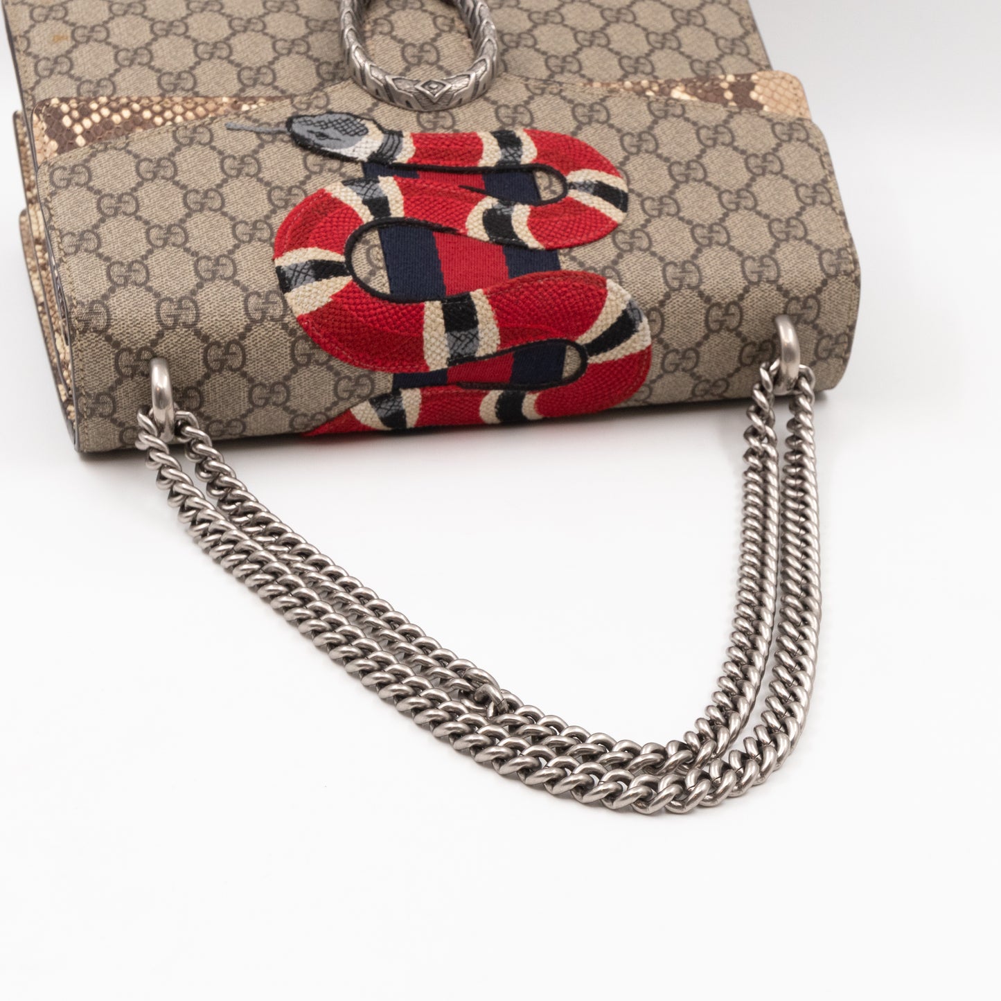 Dionysus Medium GG Supreme Snake Embroidered Python Edge