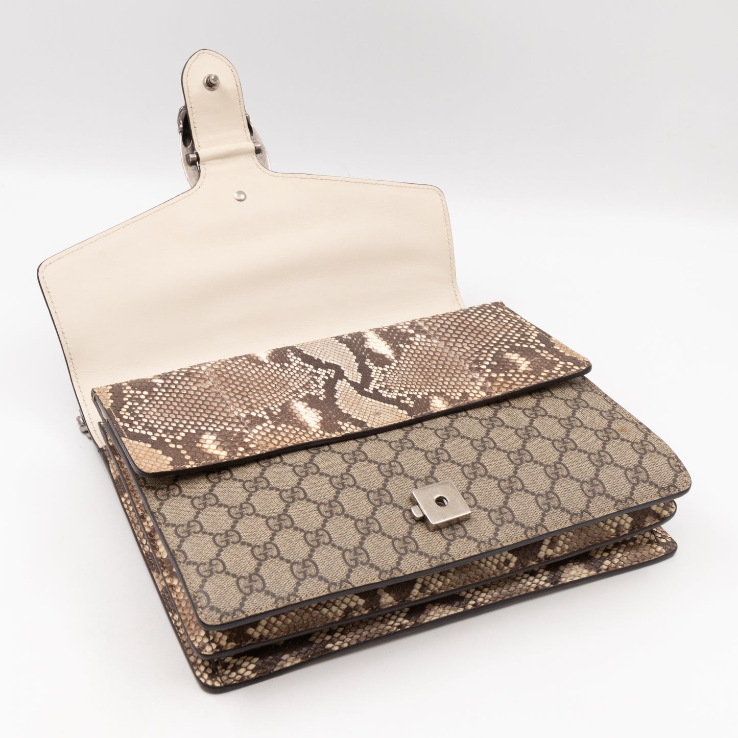 Dionysus Medium GG Supreme Snake Embroidered Python Edge