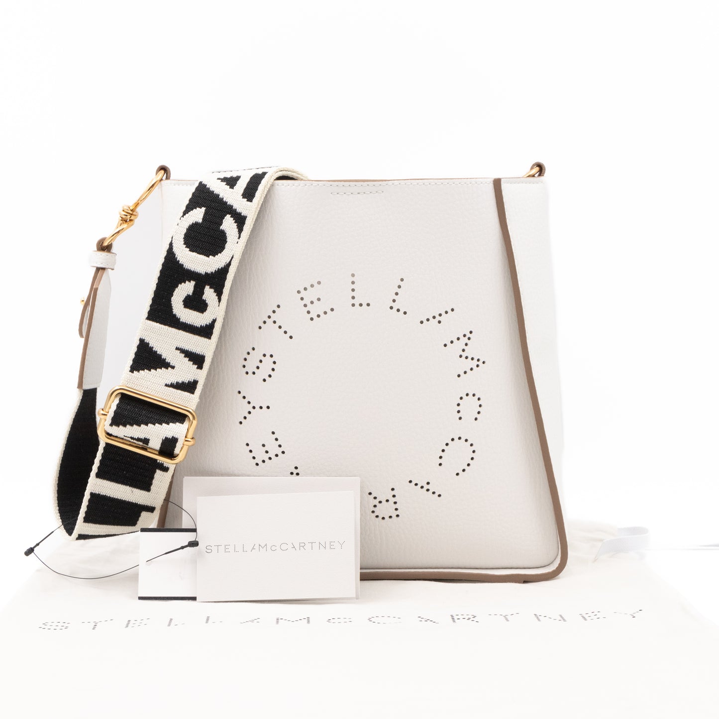 Perforated Logo Mini Crossbody Bag White Leather