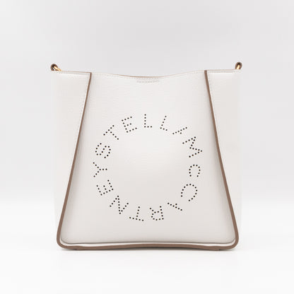 Perforated Logo Mini Crossbody Bag White Leather