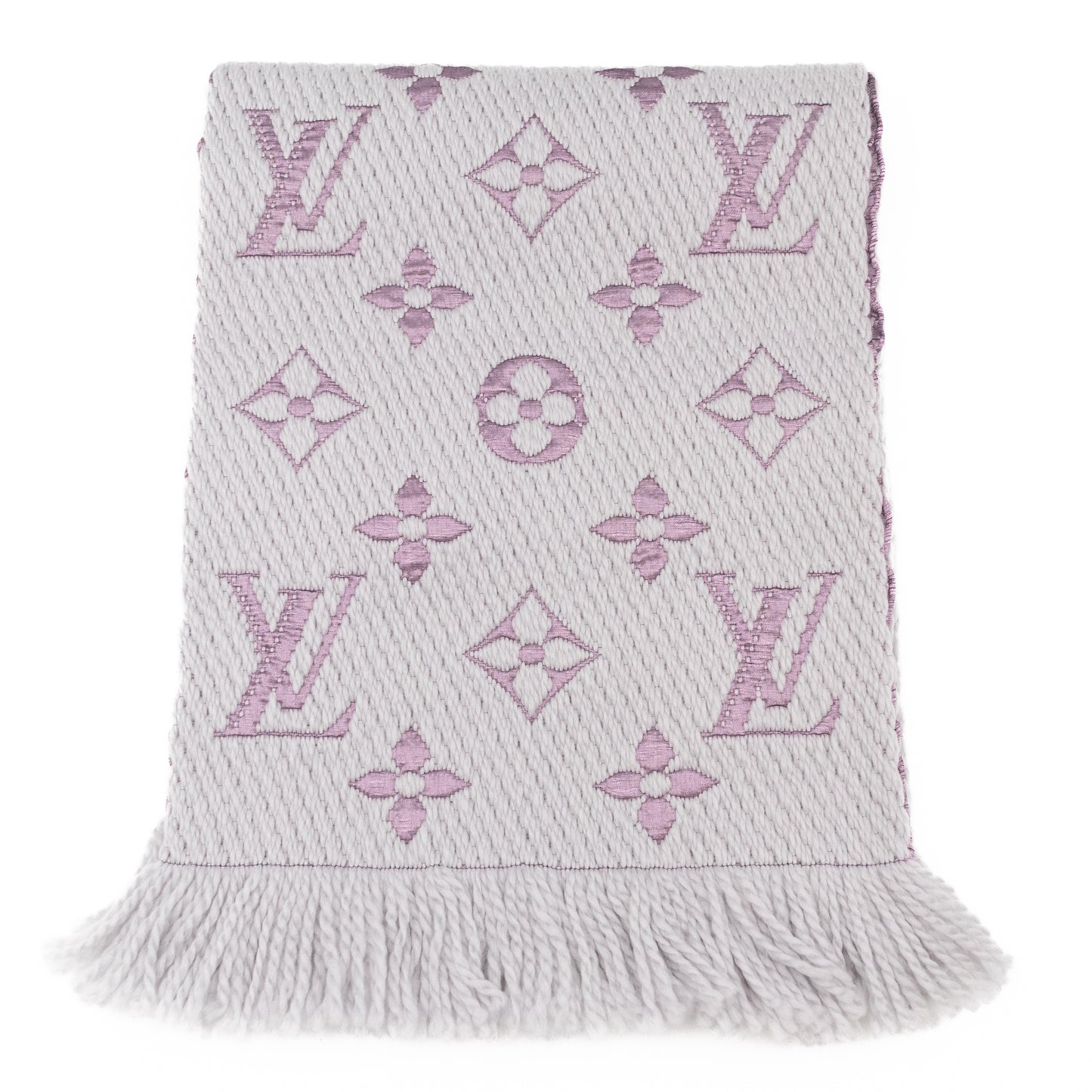 Logomania Wool Silk Scarf Grey & Purple