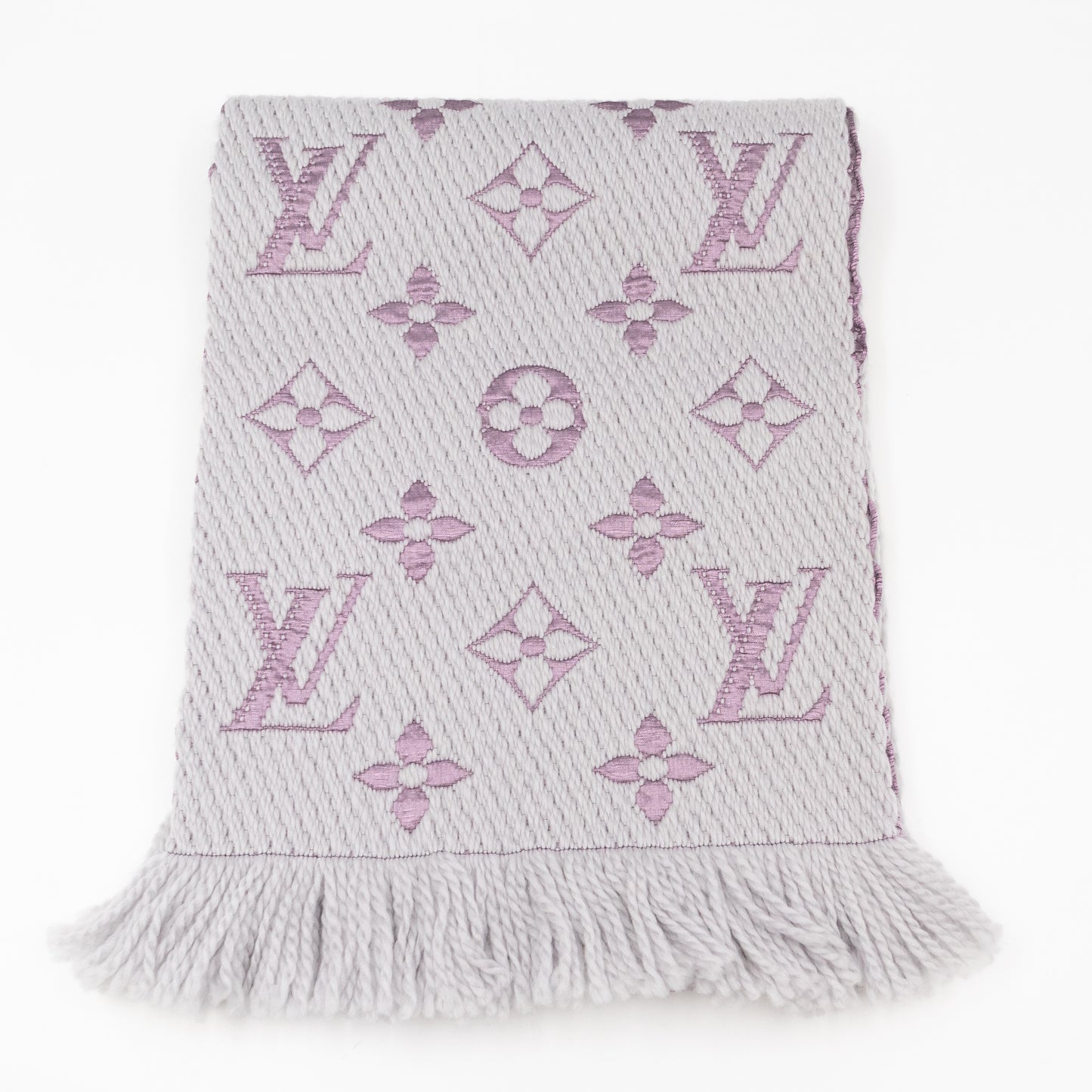 Logomania Wool Silk Scarf Grey & Purple