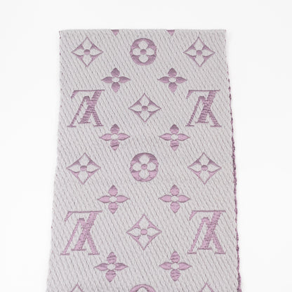 Logomania Wool Silk Scarf Grey & Purple