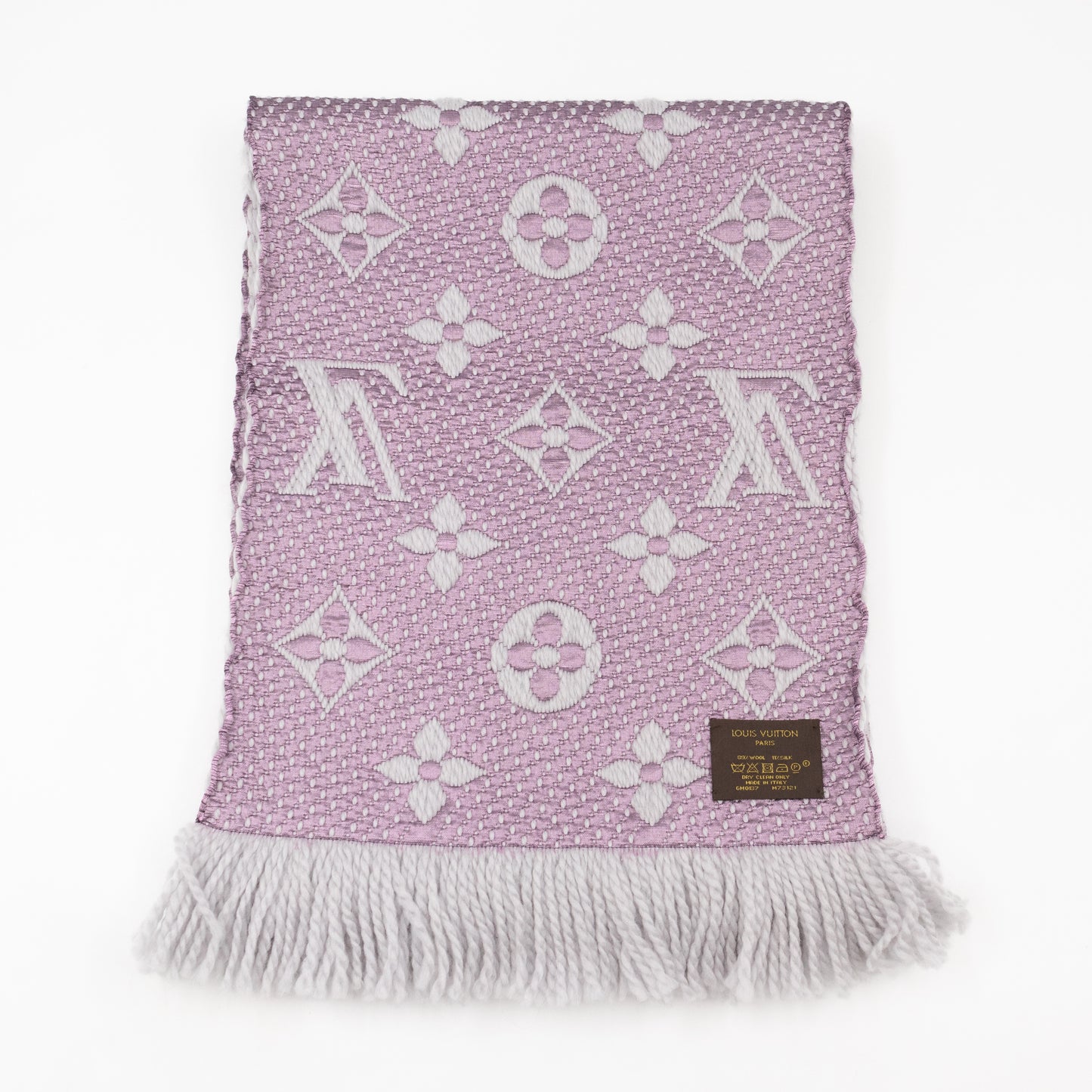 Logomania Wool Silk Scarf Grey & Purple