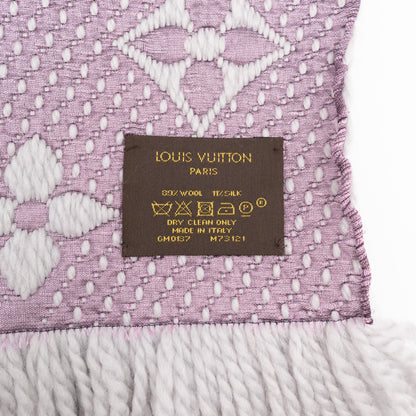 Logomania Wool Silk Scarf Grey & Purple