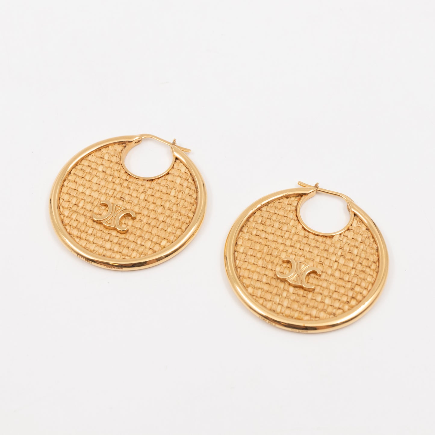 Triomphe Round Earrings Metal Raffia