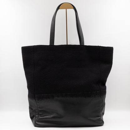 Wool And Leather Tote Bag Black