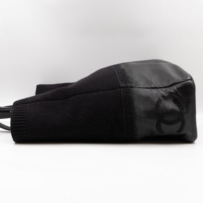 Wool And Leather Tote Bag Black