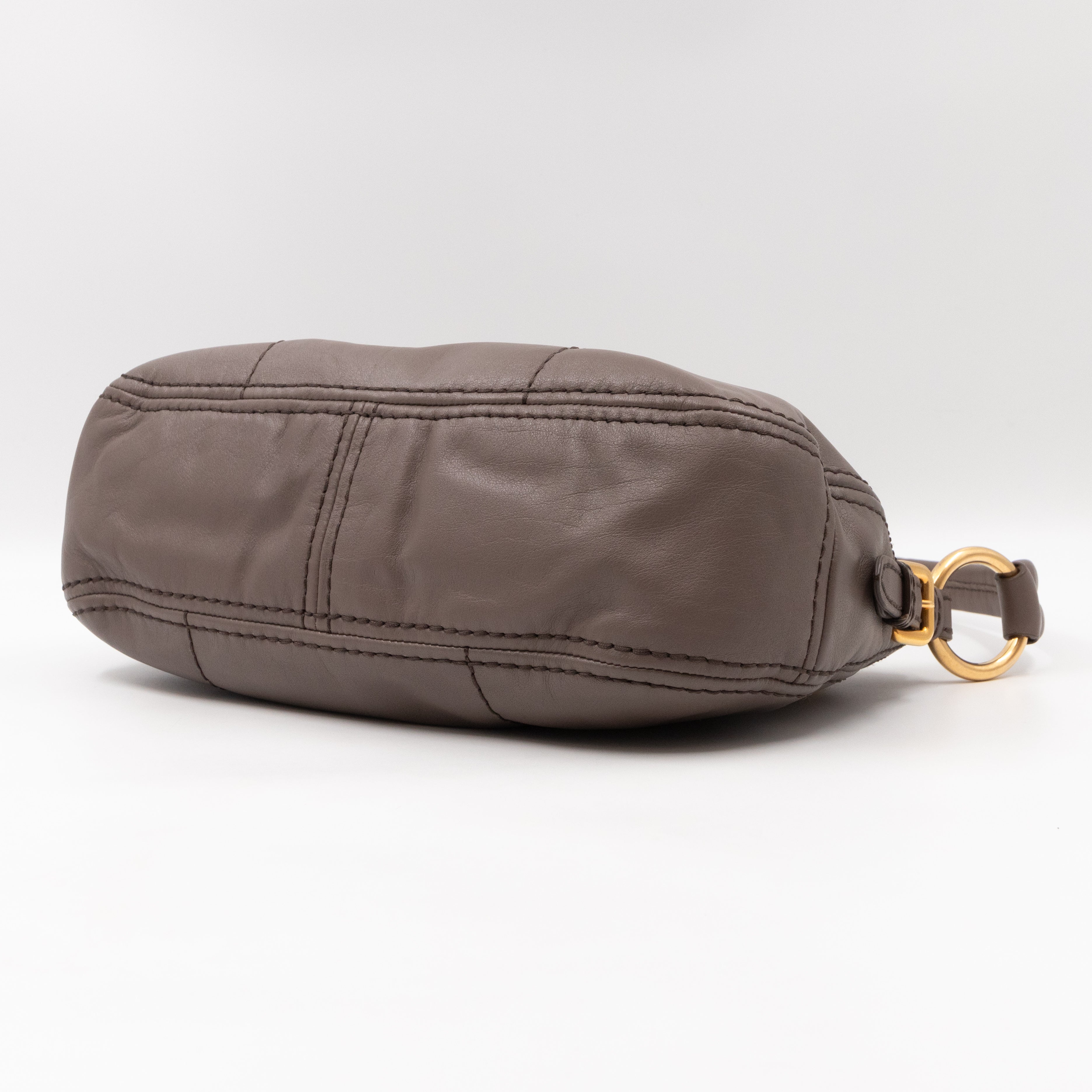 Shoulder Bag Grey Soft Calfskin Leather