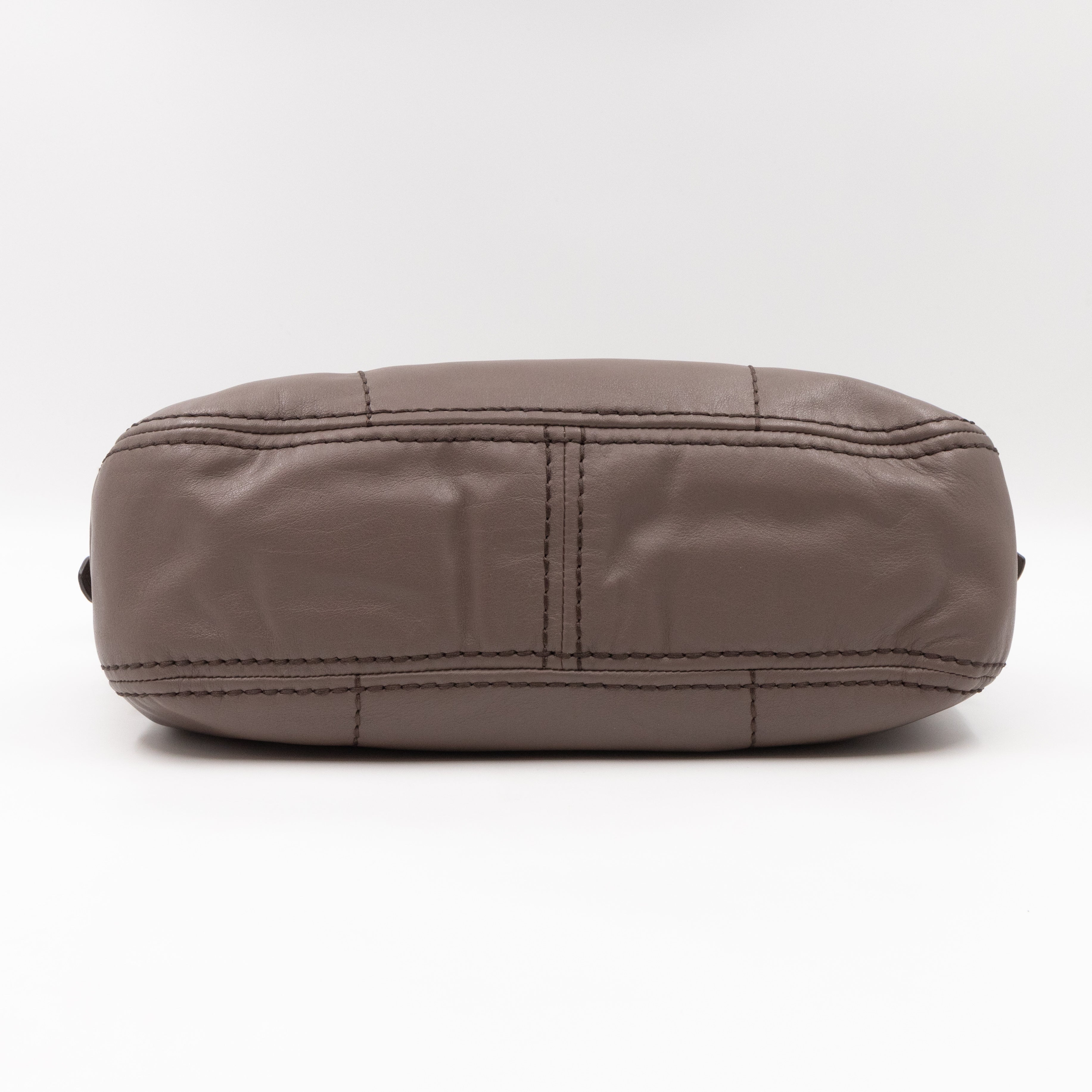Shoulder Bag Grey Soft Calfskin Leather