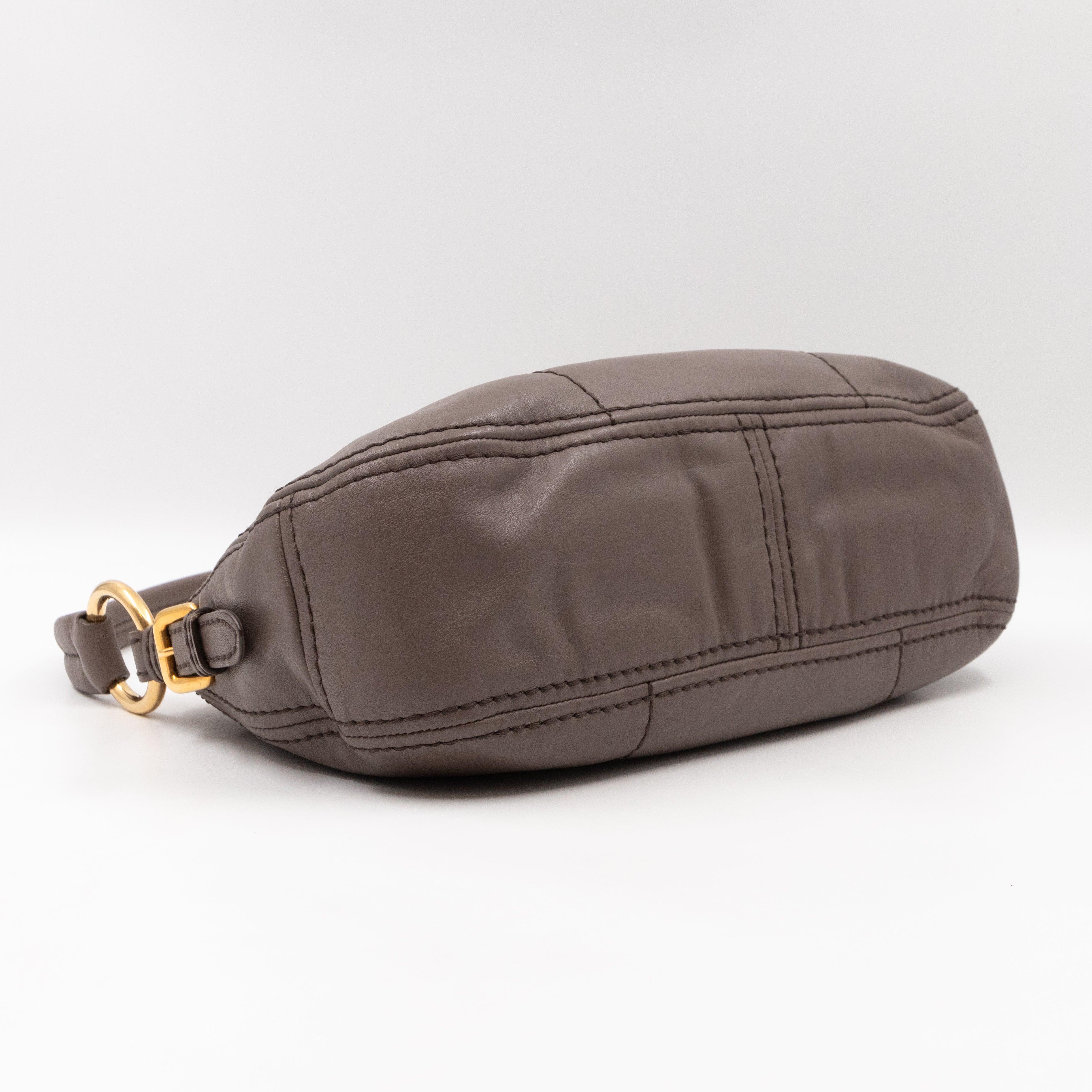 Shoulder Bag Grey Soft Calfskin Leather