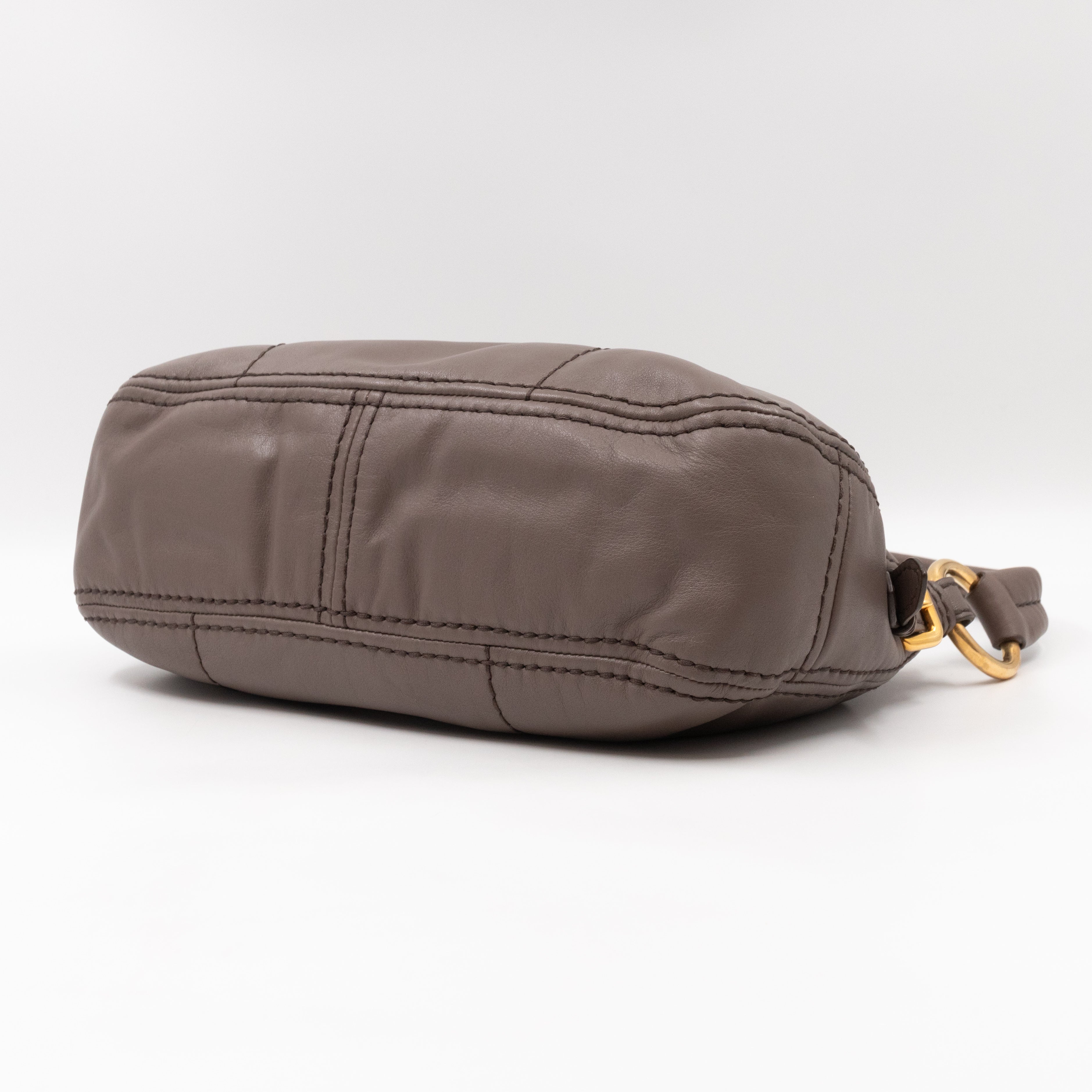 Shoulder Bag Grey Soft Calfskin Leather