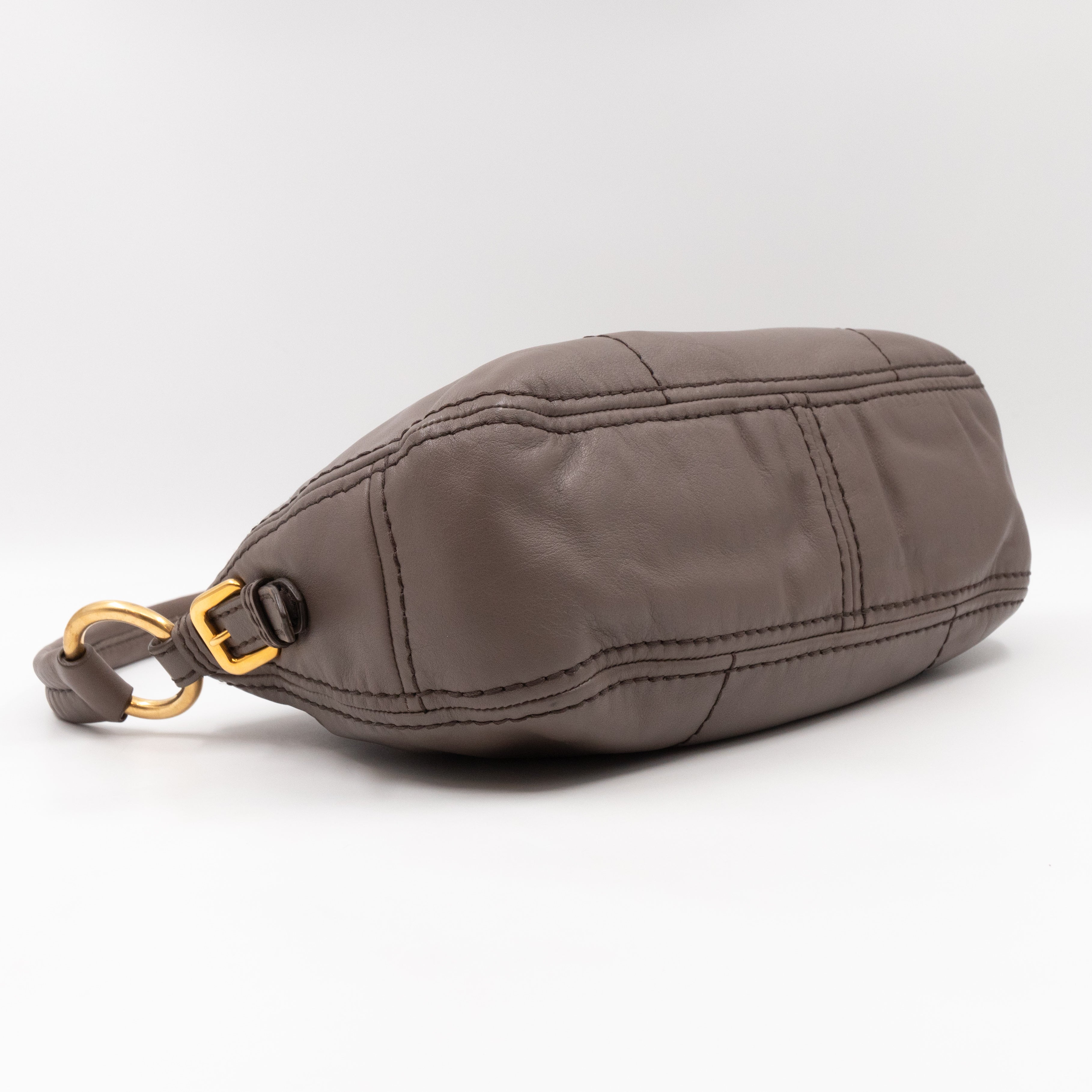 Shoulder Bag Grey Soft Calfskin Leather