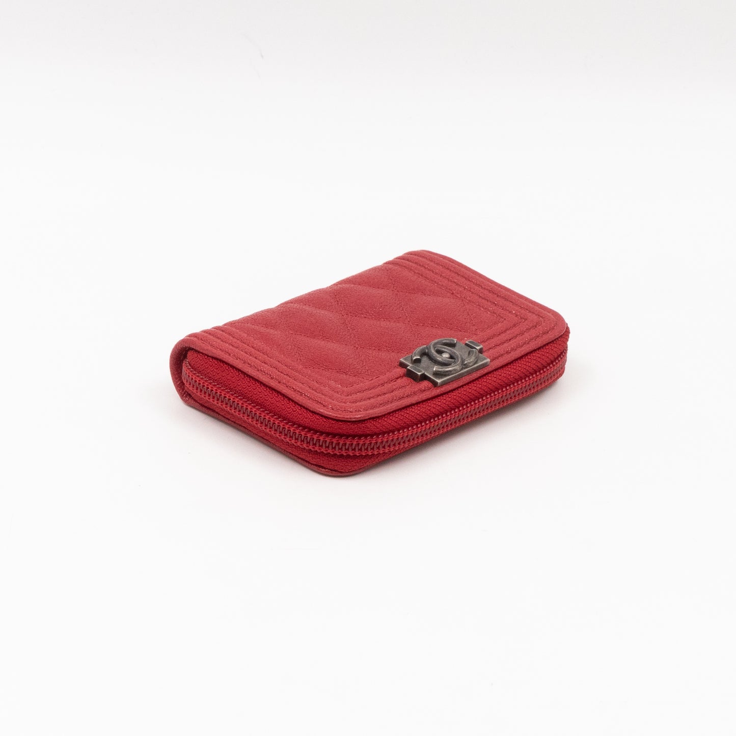 Boy Zip Around Card Holder Red Leather