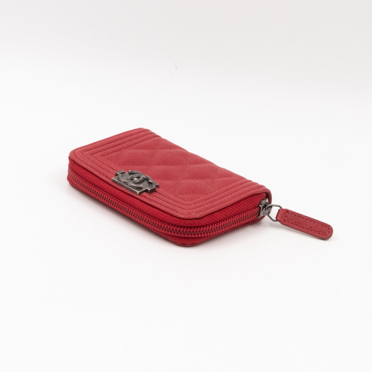 Boy Zip Around Card Holder Red Leather