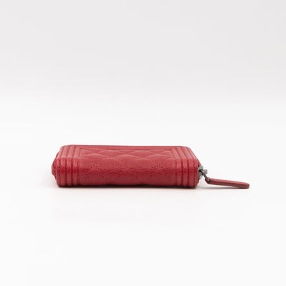 Boy Zip Around Card Holder Red Leather