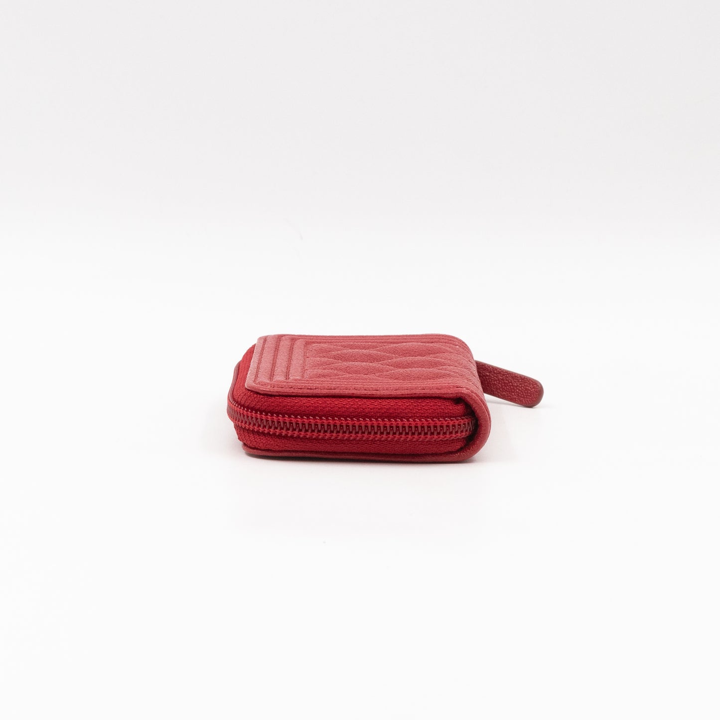 Boy Zip Around Card Holder Red Leather