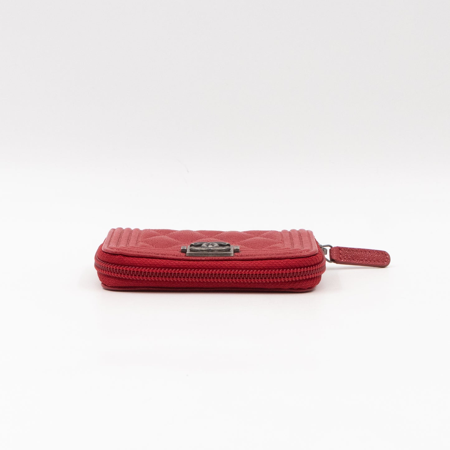 Boy Zip Around Card Holder Red Leather