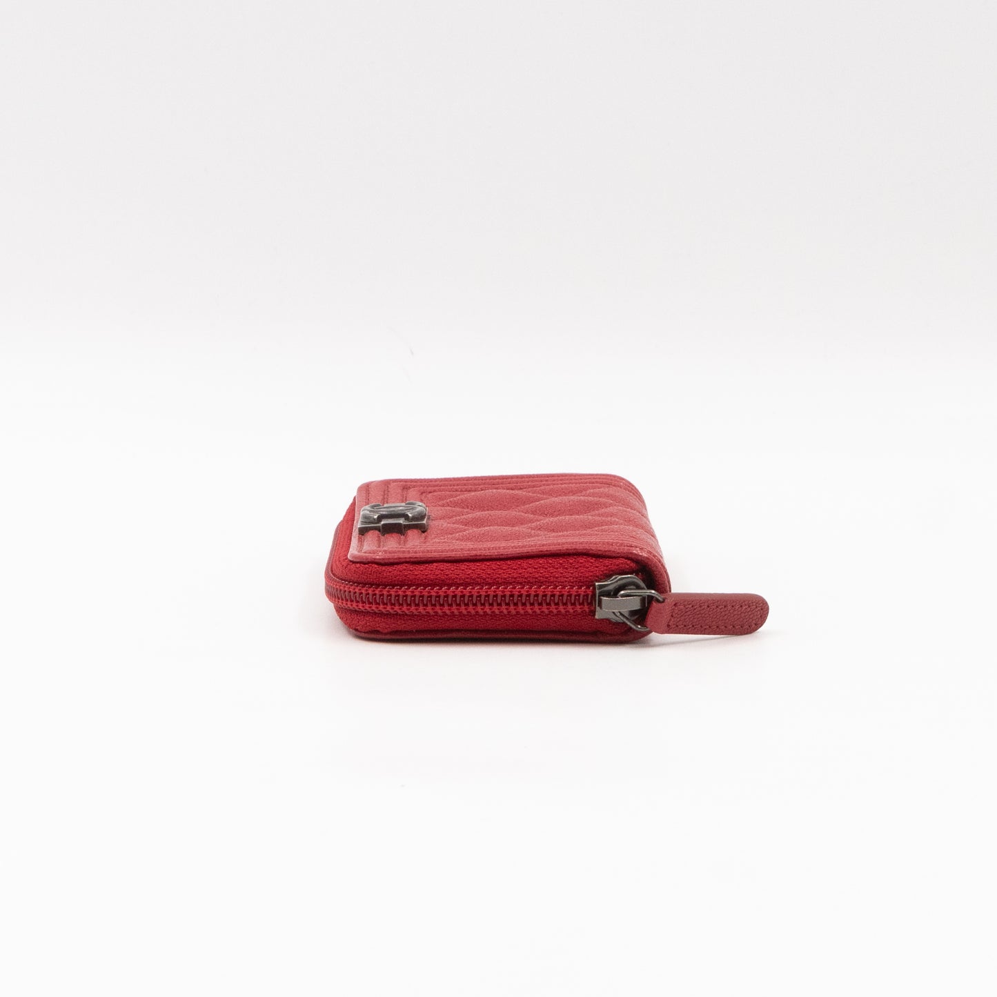 Boy Zip Around Card Holder Red Leather