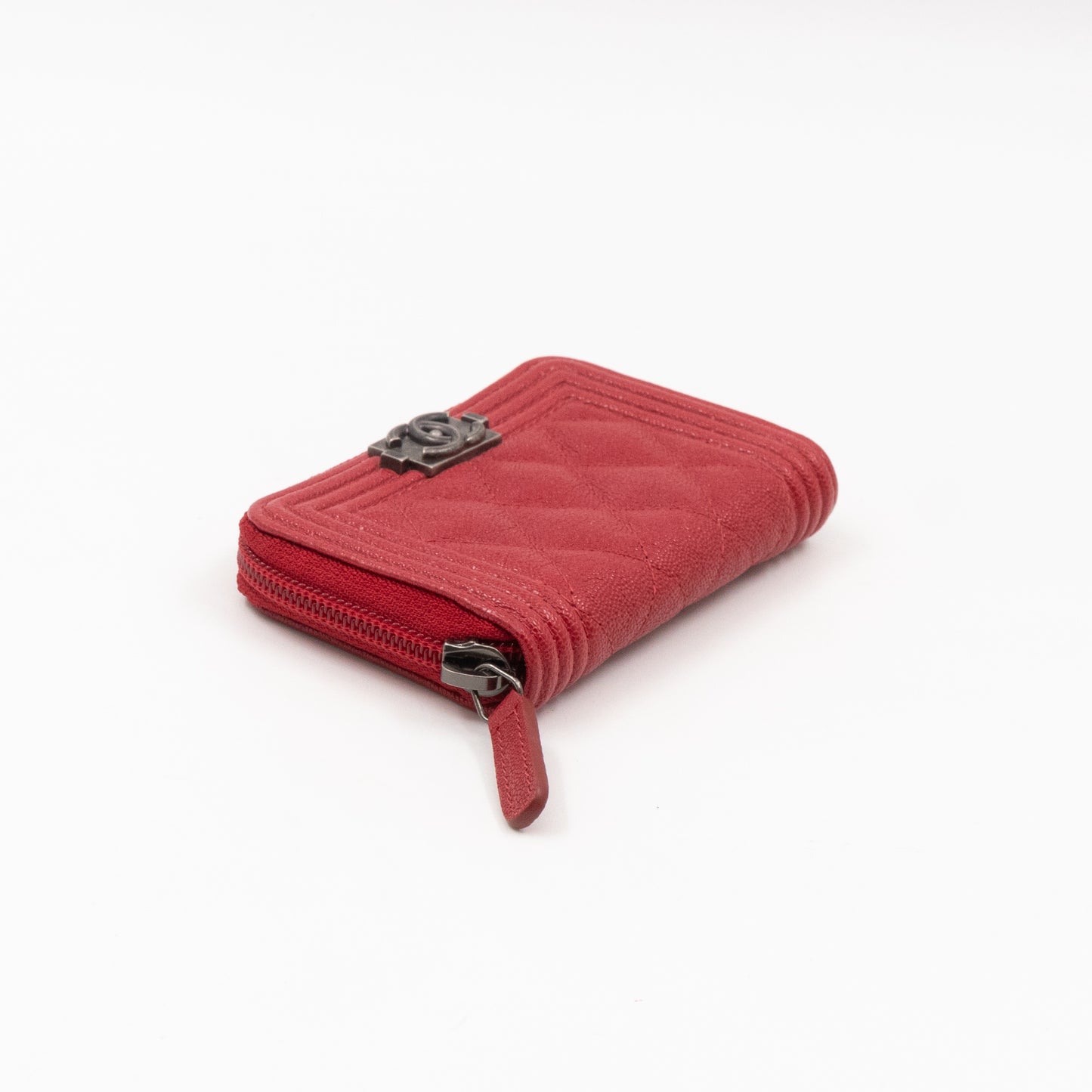 Boy Zip Around Card Holder Red Leather