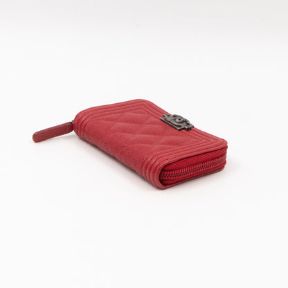 Boy Zip Around Card Holder Red Leather