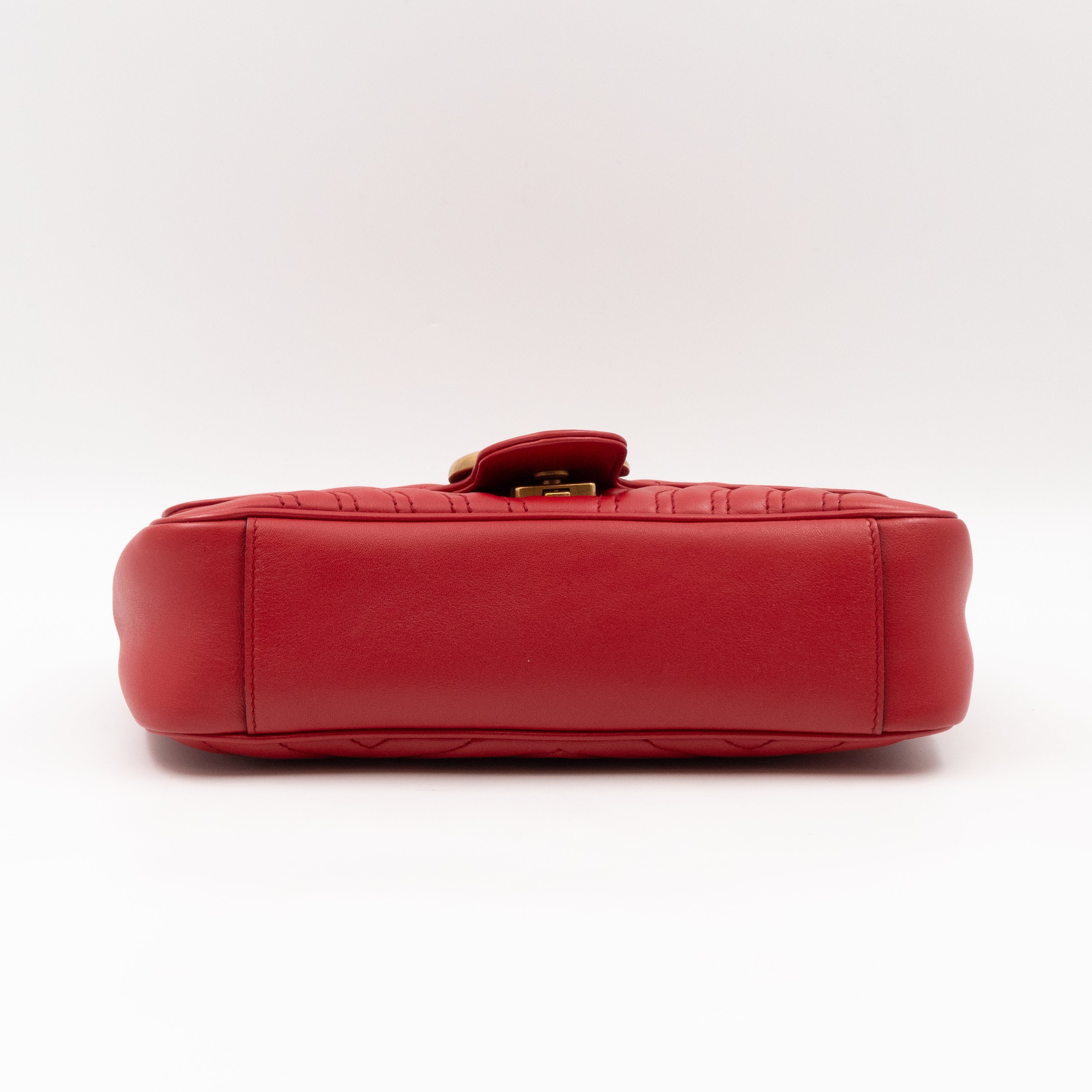 GG Marmont Small Flap Bag Red Matelasse Leather