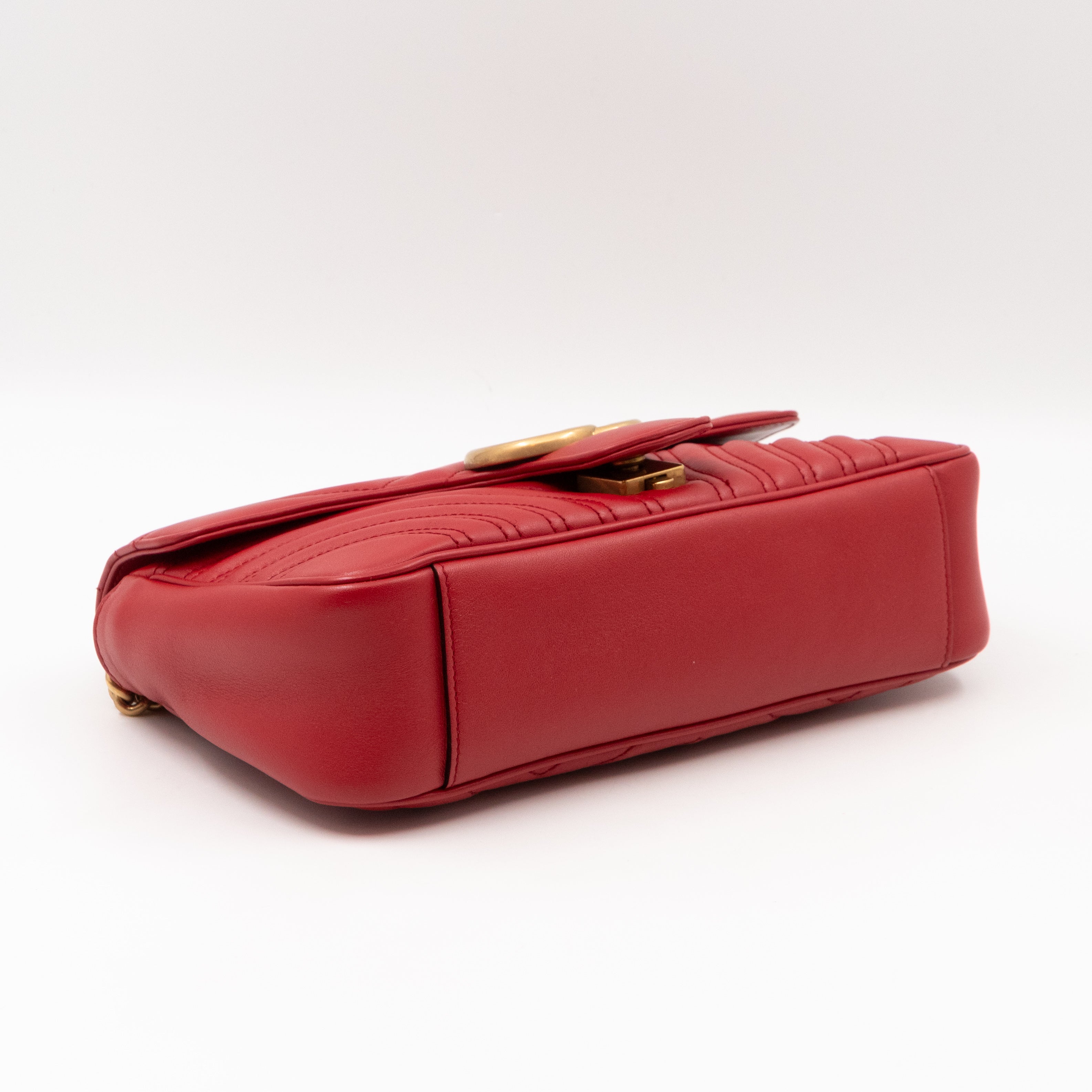 GG Marmont Small Flap Bag Red Matelasse Leather