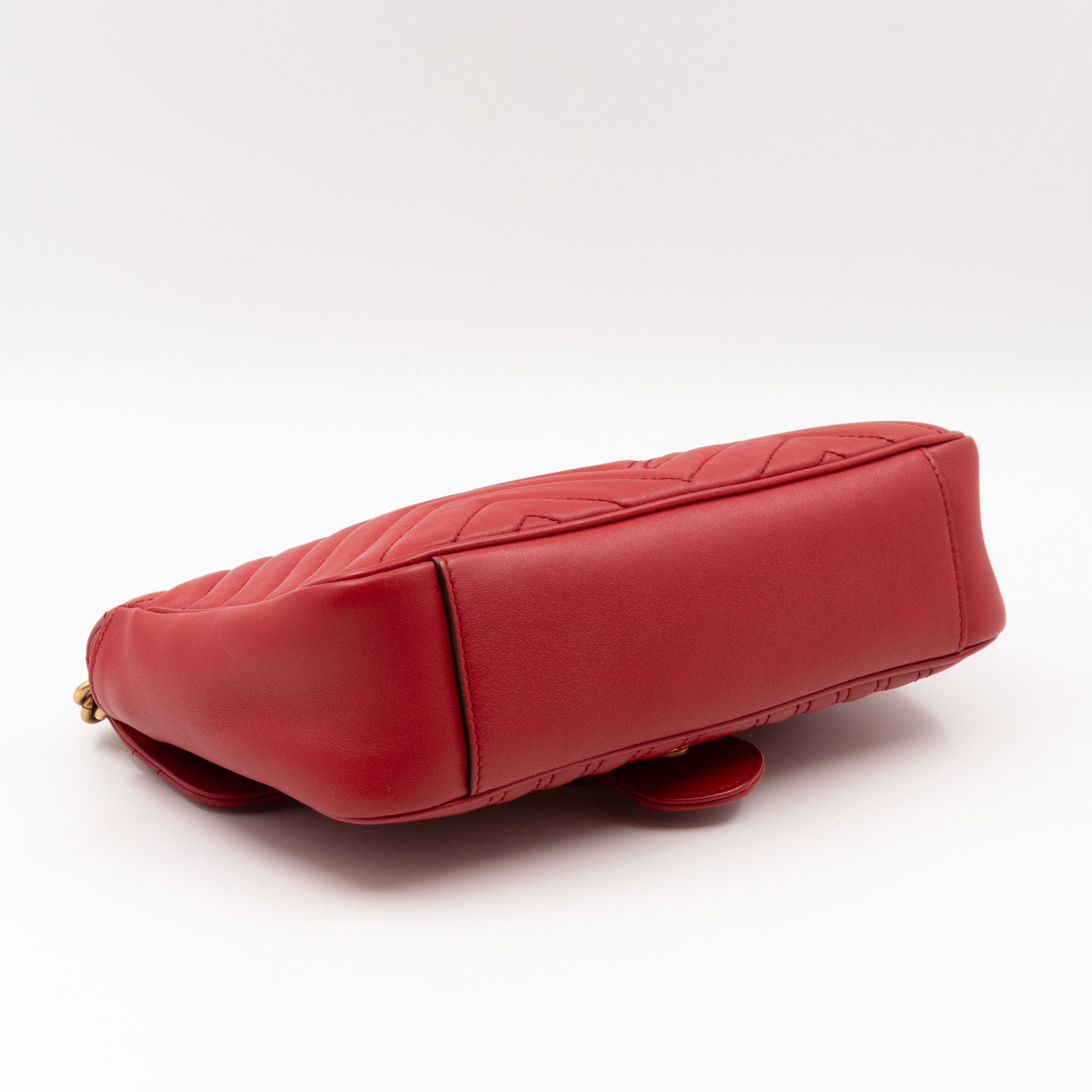 GG Marmont Small Flap Bag Red Matelasse Leather