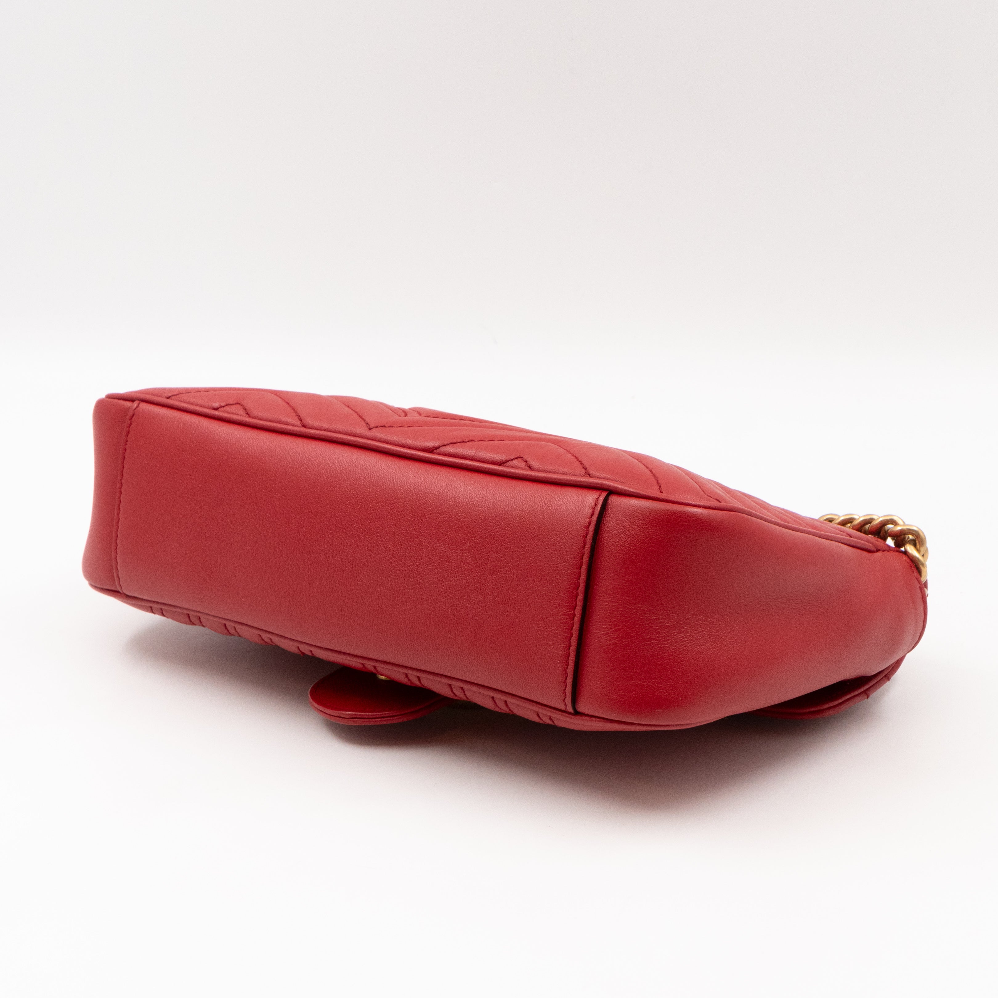GG Marmont Small Flap Bag Red Matelasse Leather