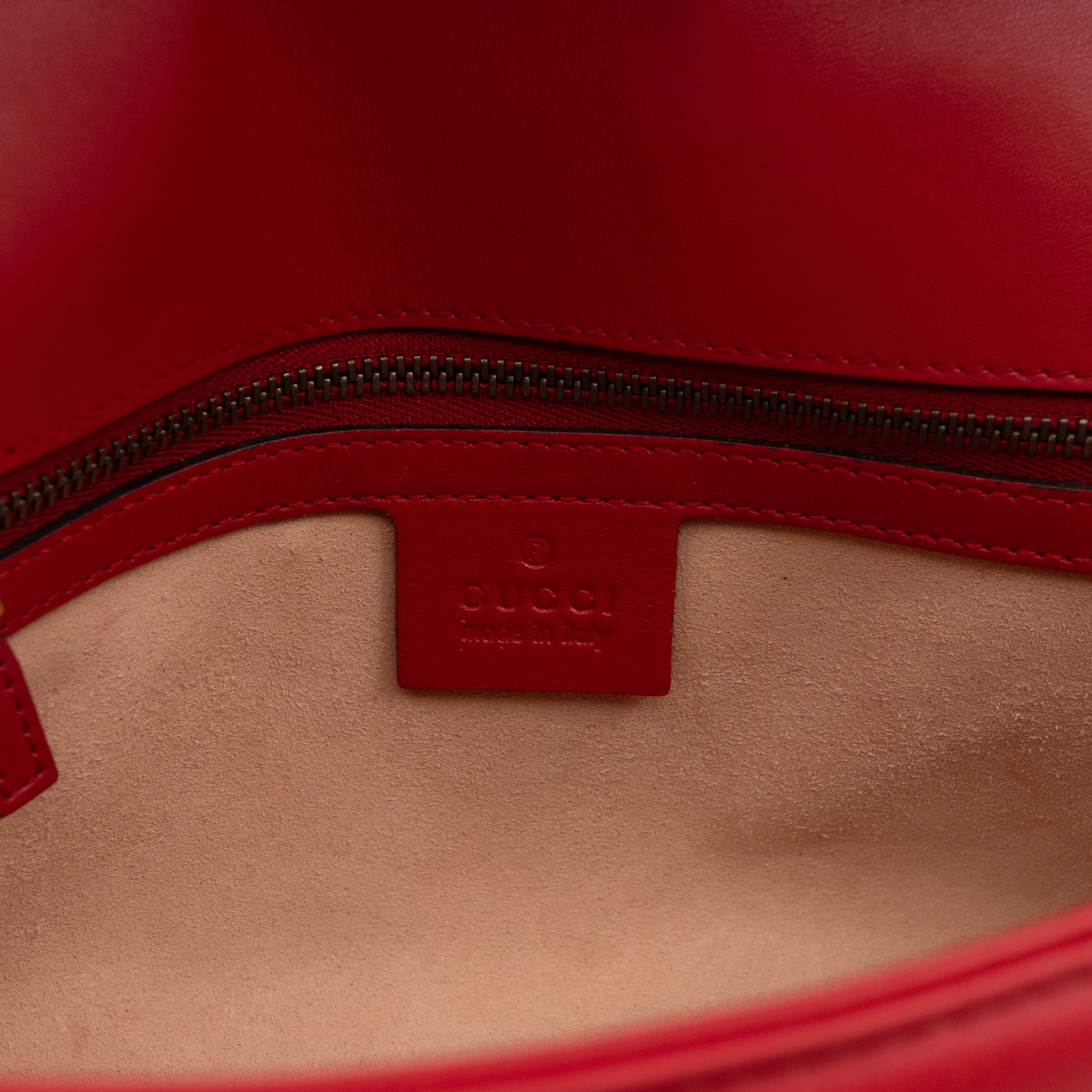 GG Marmont Small Flap Bag Red Matelasse Leather