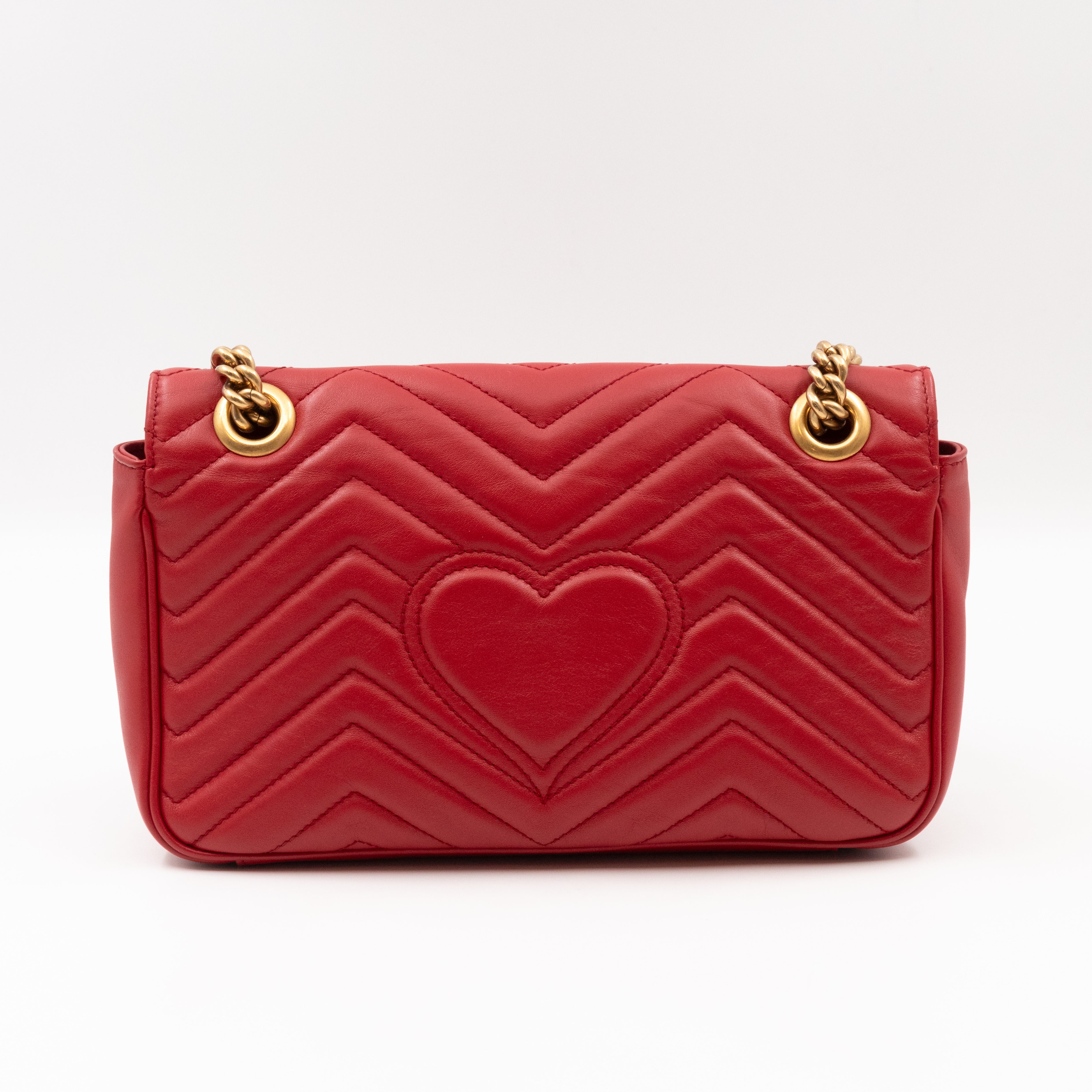 GG Marmont Small Flap Bag Red Matelasse Leather