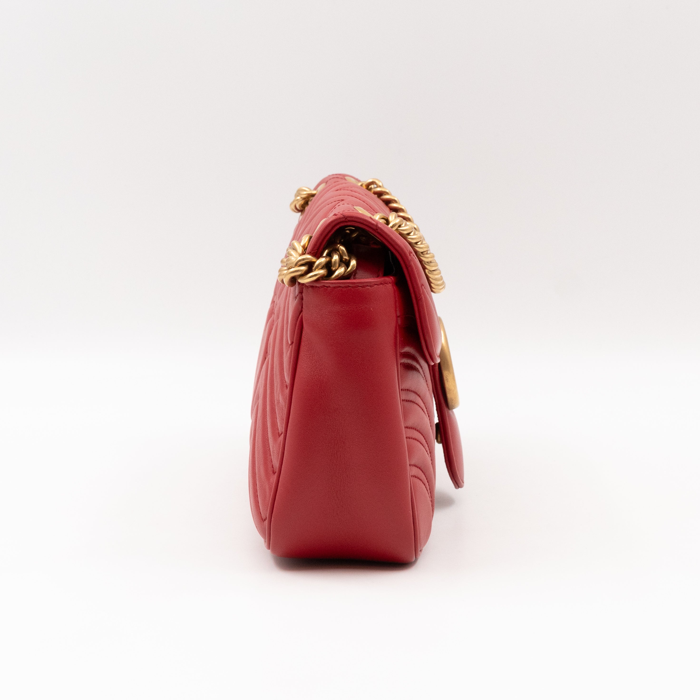GG Marmont Small Flap Bag Red Matelasse Leather