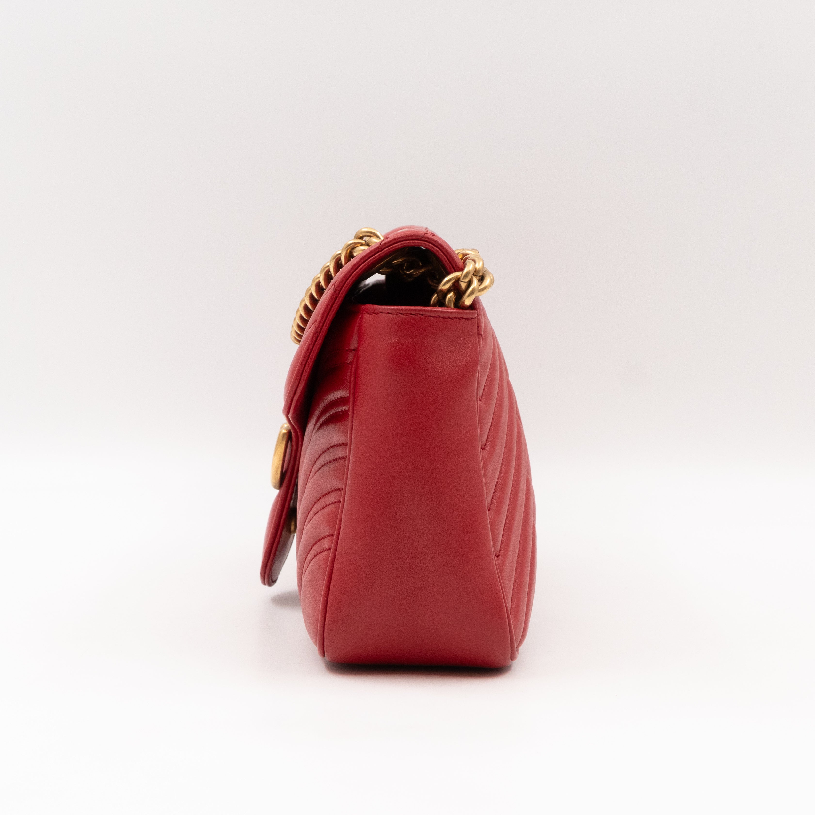 GG Marmont Small Flap Bag Red Matelasse Leather