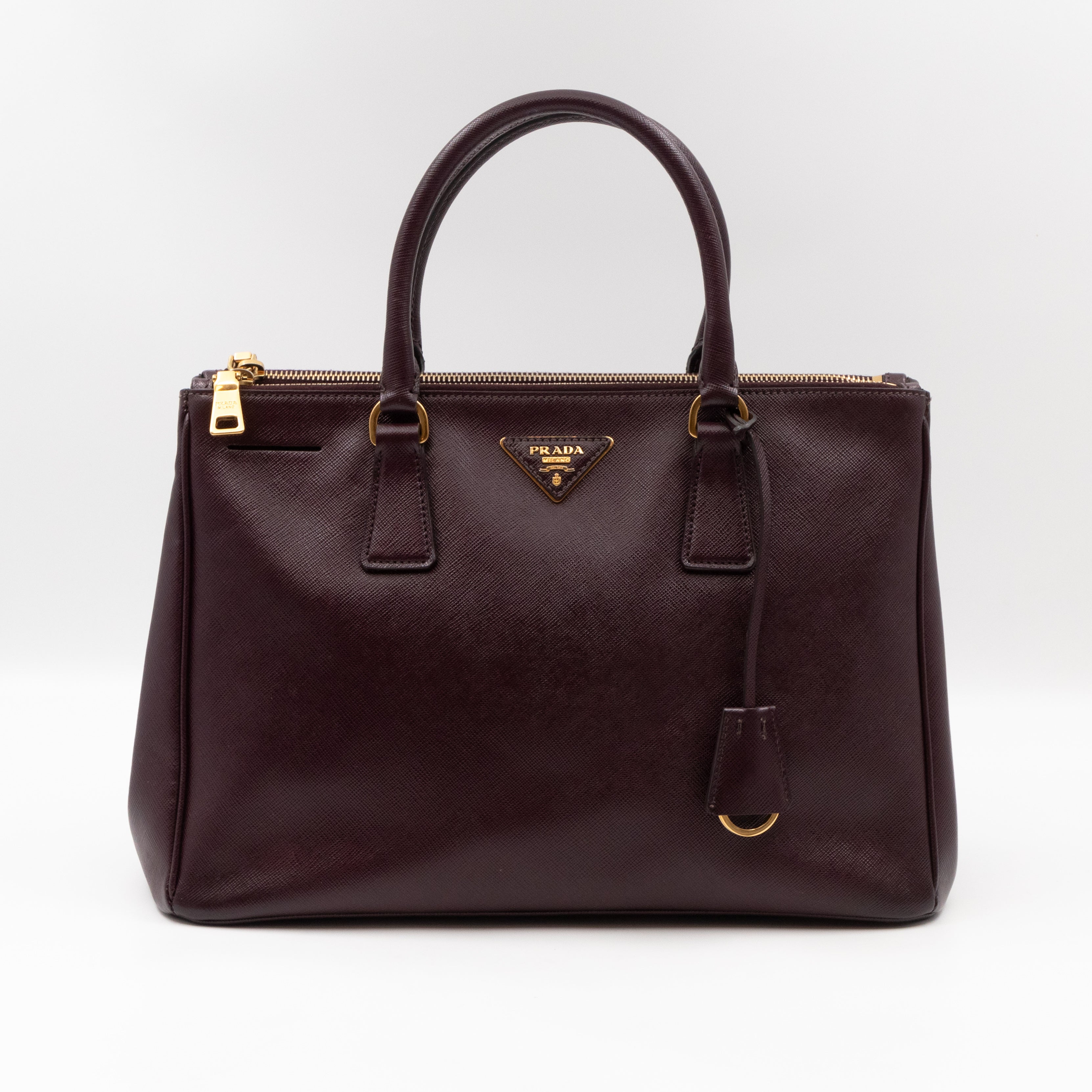 Galleria Large Double Zip Burgundy Saffiano Leather