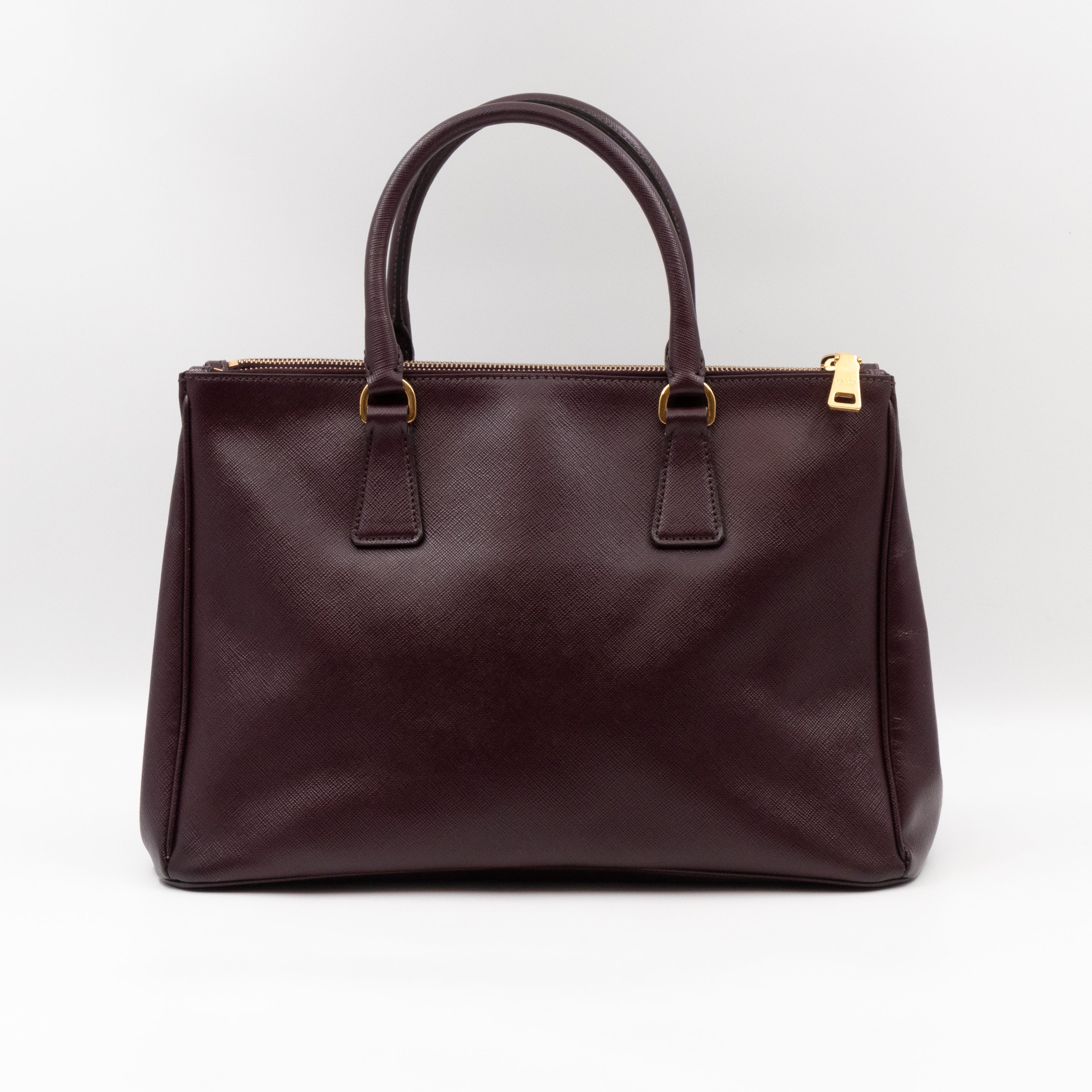 Galleria Large Double Zip Burgundy Saffiano Leather