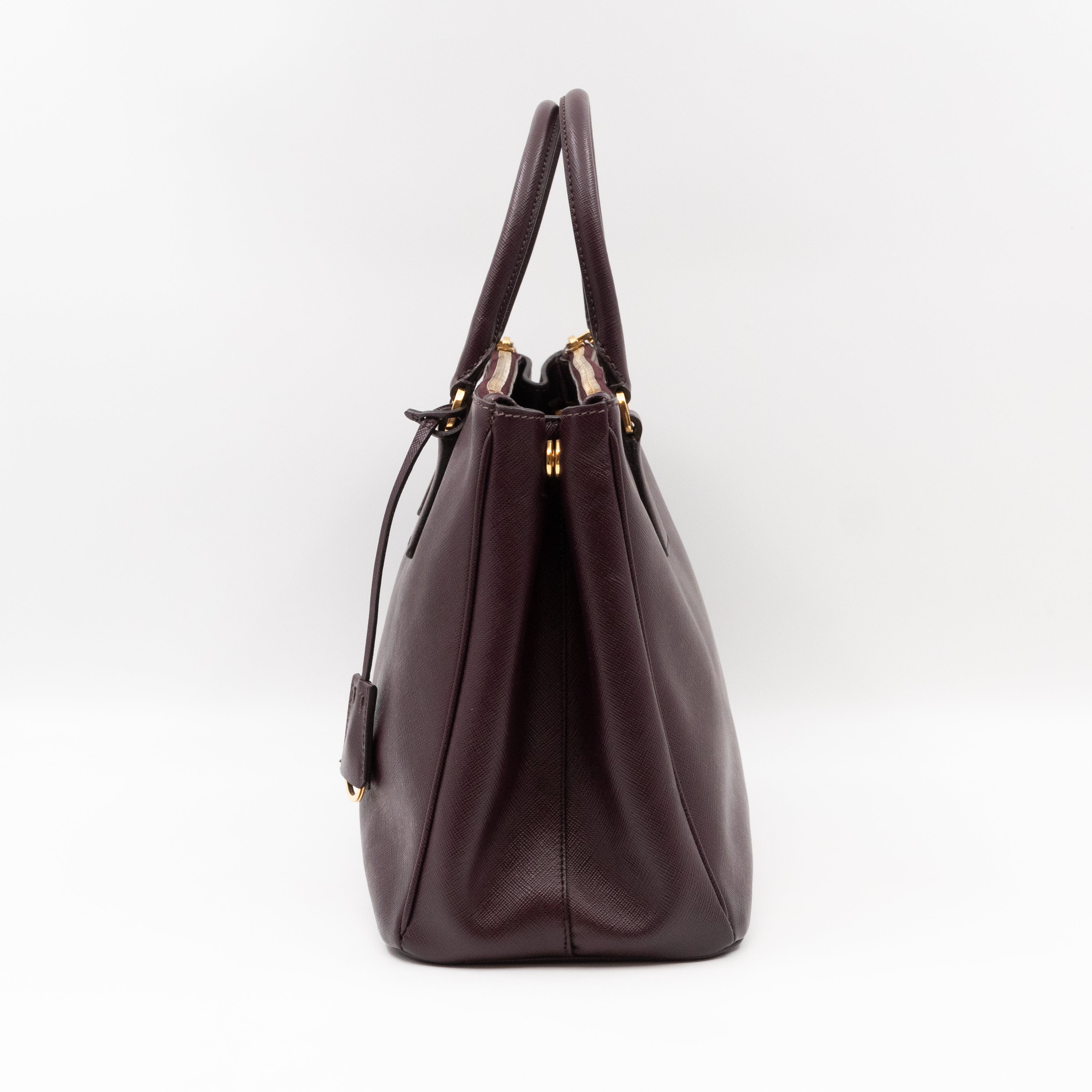 Galleria Large Double Zip Burgundy Saffiano Leather