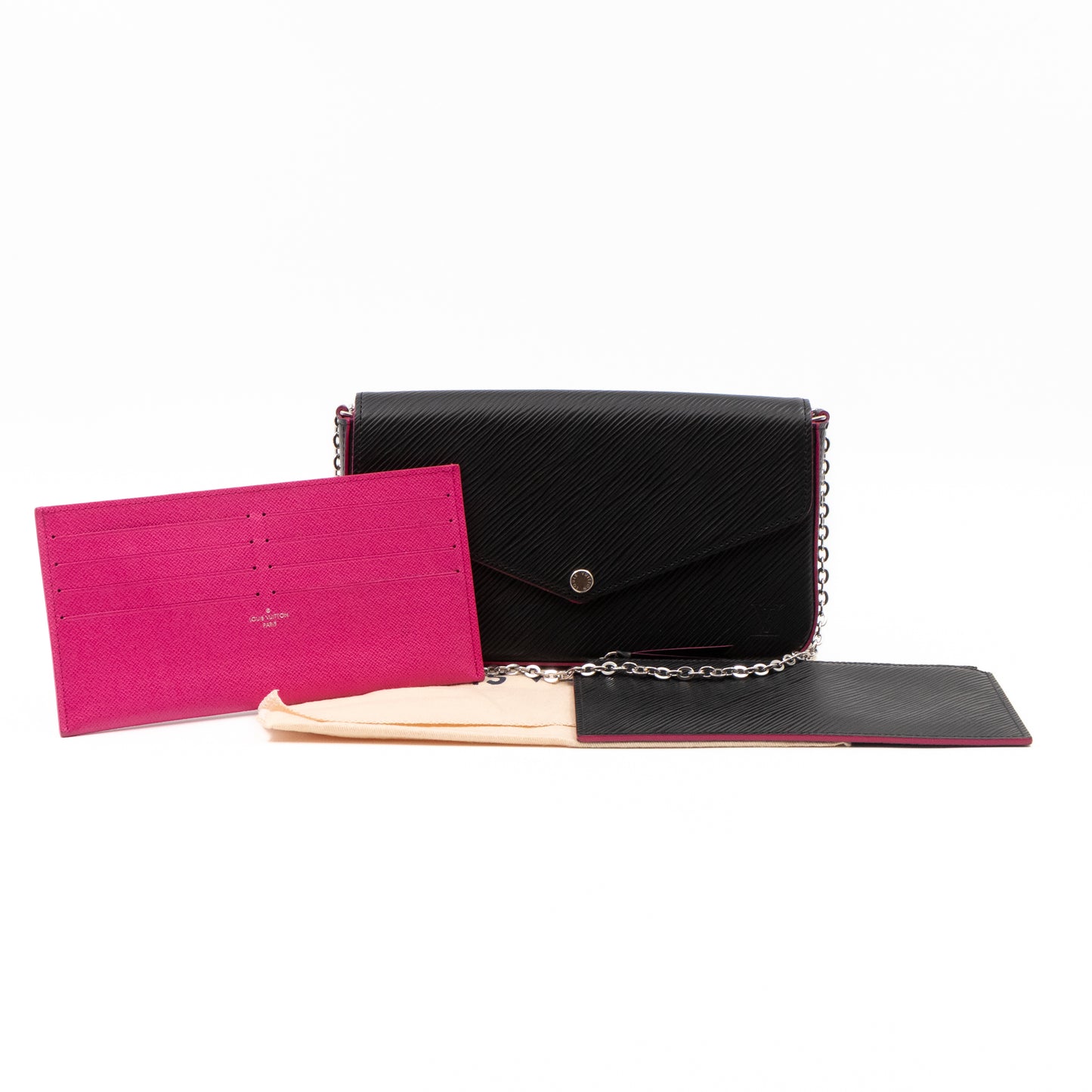 Pochette Felicie Black & Pink Epi Leather