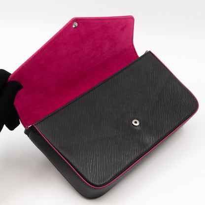 Pochette Felicie Black & Pink Epi Leather