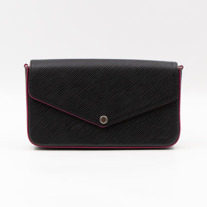 Pochette Felicie Black & Pink Epi Leather