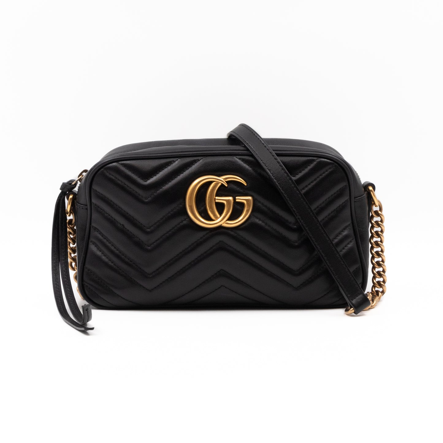 GG Marmont Small Matelasse Black Leather