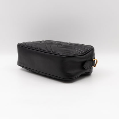 GG Marmont Small Matelasse Black Leather