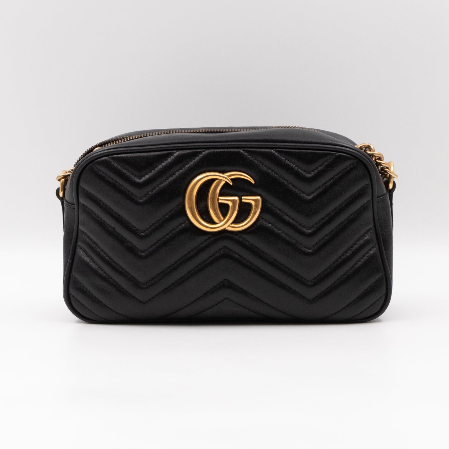 GG Marmont Small Matelasse Black Leather