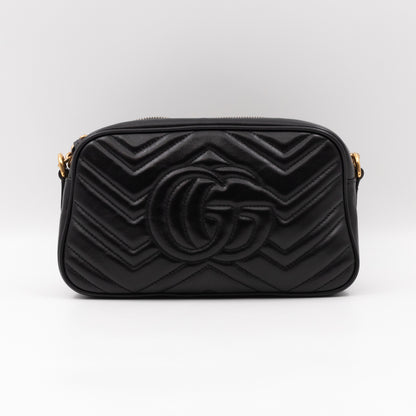 GG Marmont Small Matelasse Black Leather