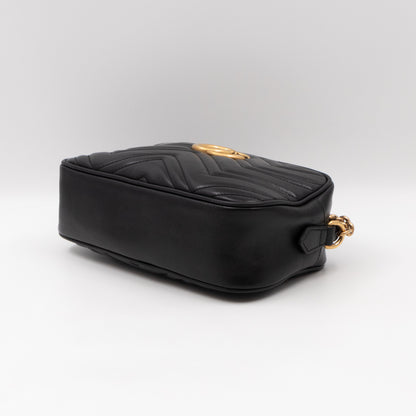 GG Marmont Small Matelasse Black Leather