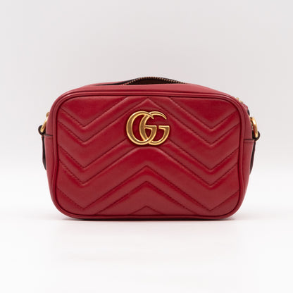 GG Marmont Matelassé Mini Red Leather Bag