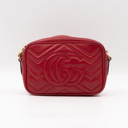 GG Marmont Matelassé Mini Red Leather Bag