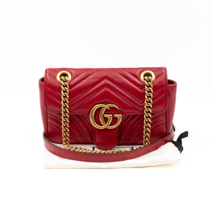 GG Marmont Flap Mini Red Matelassé Leather